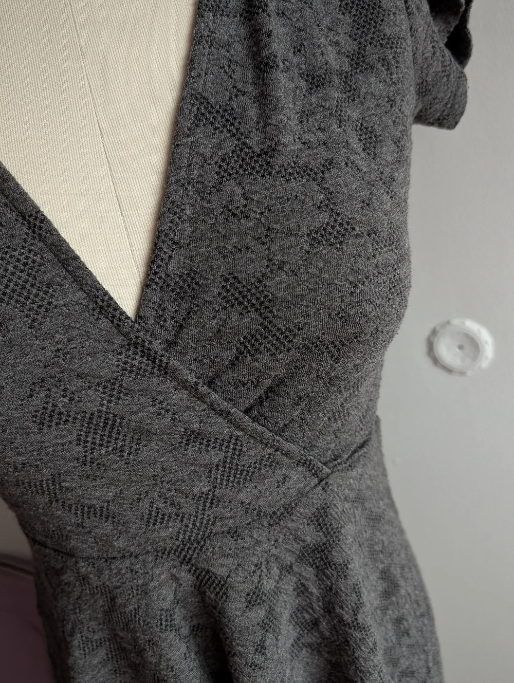 Heather Gray V-Neck Short Sleeve Skater Dress - Picture 3 of 4